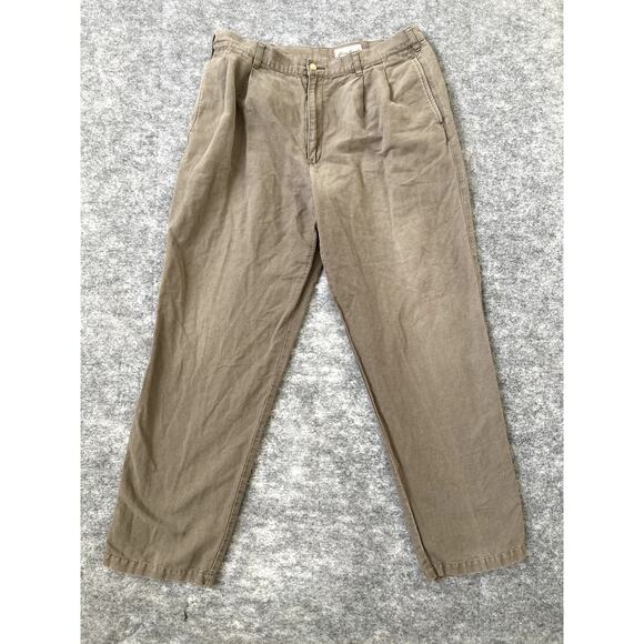 Eddie Bauer Pants Mens 38x24 Beige Linen Cotton Blend Boot Cut Outdoors Hiking - Picture 1 of 11